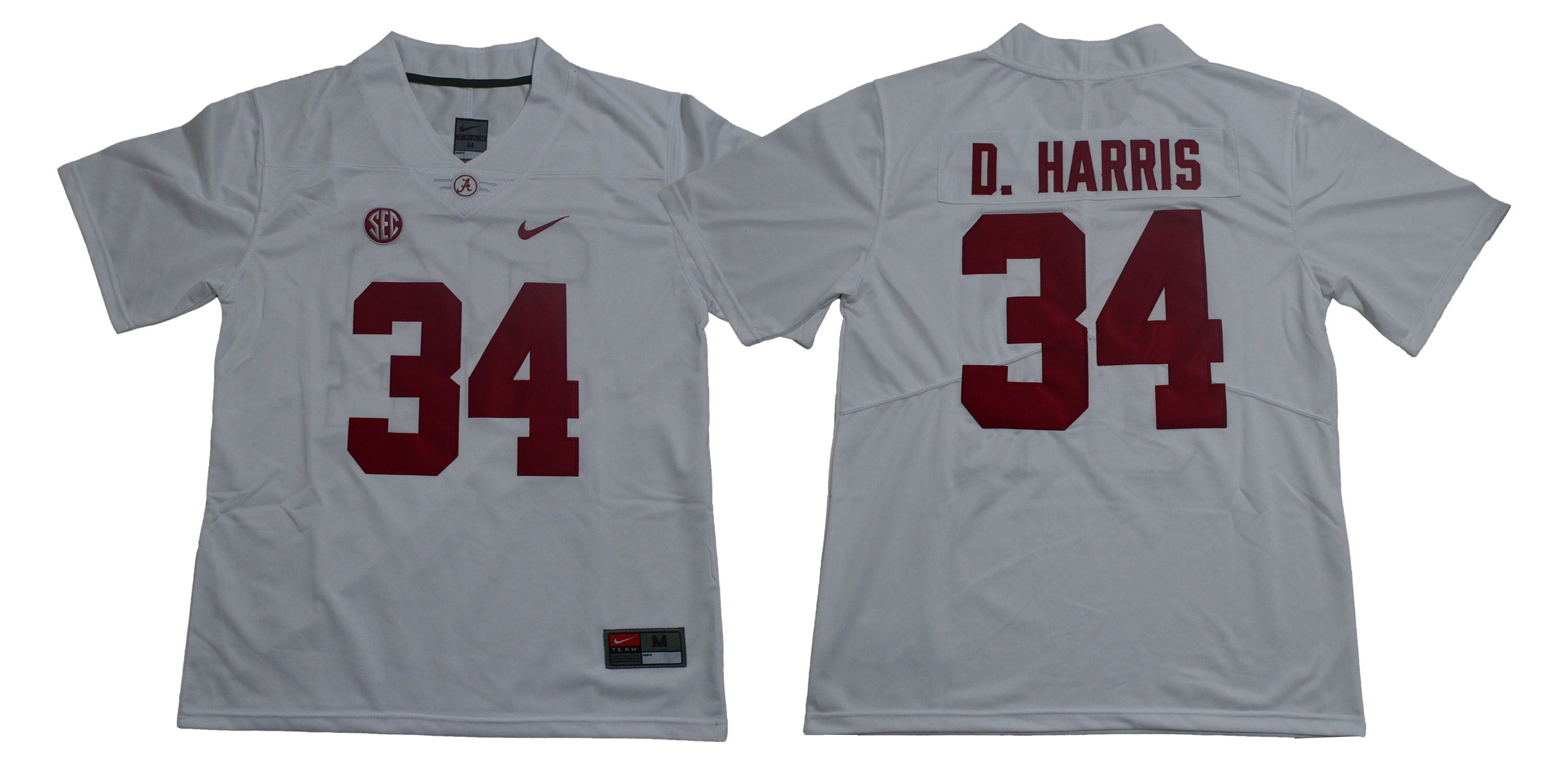 Men Alabama Crimson Tide 34 D.Harris White Legendary Edition NCAA Jerseys